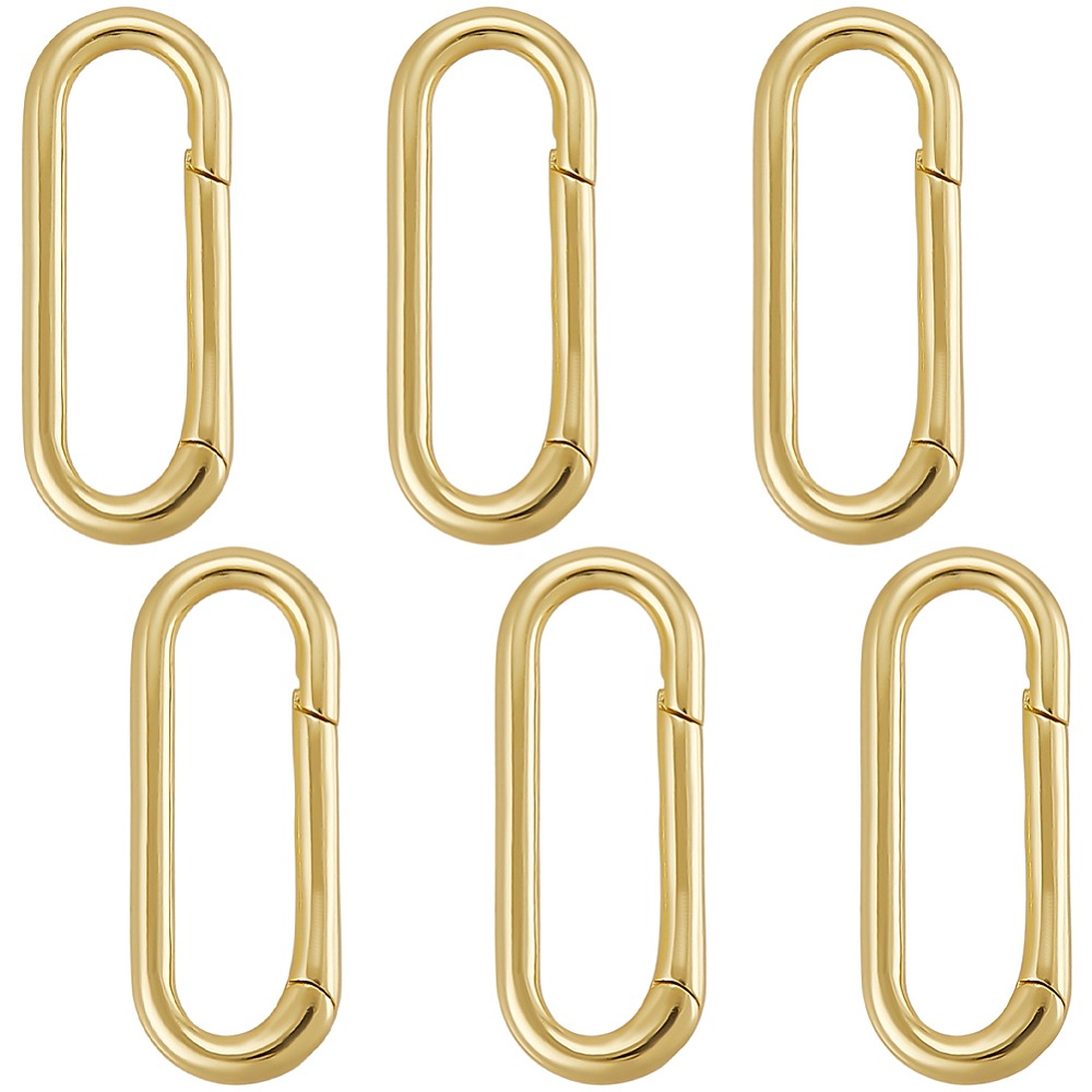 Gold Plated Ring - 6Pcs Brass Spring Gate Rings Long-Lasting