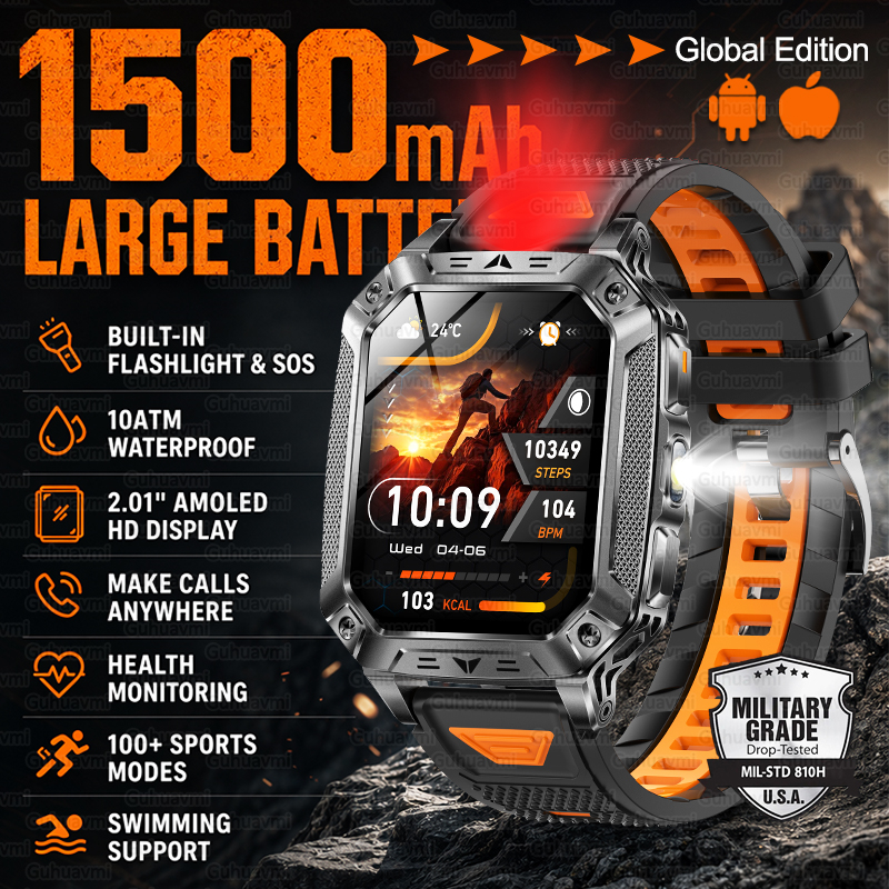 Italian Jewelry Watches - New 1500mAh Military Outdoor Smartwatch For