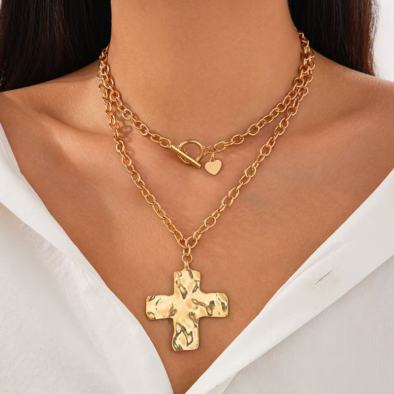 Necklace Pendant - Hot sale Gold Layered Chunky Cross