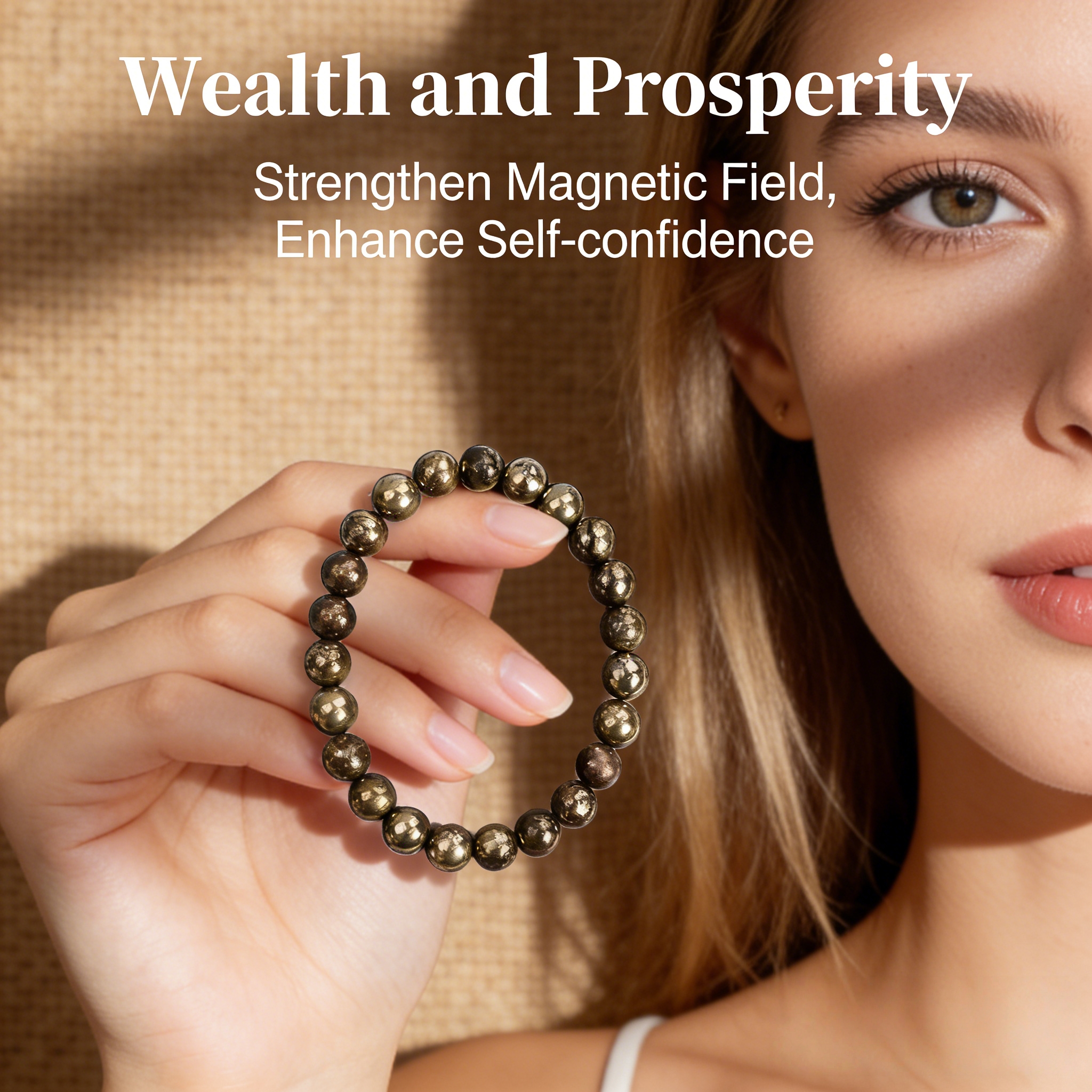 Gemstone Bracelet Healing - Natural Pyrite Bracelets 6 8 10mm