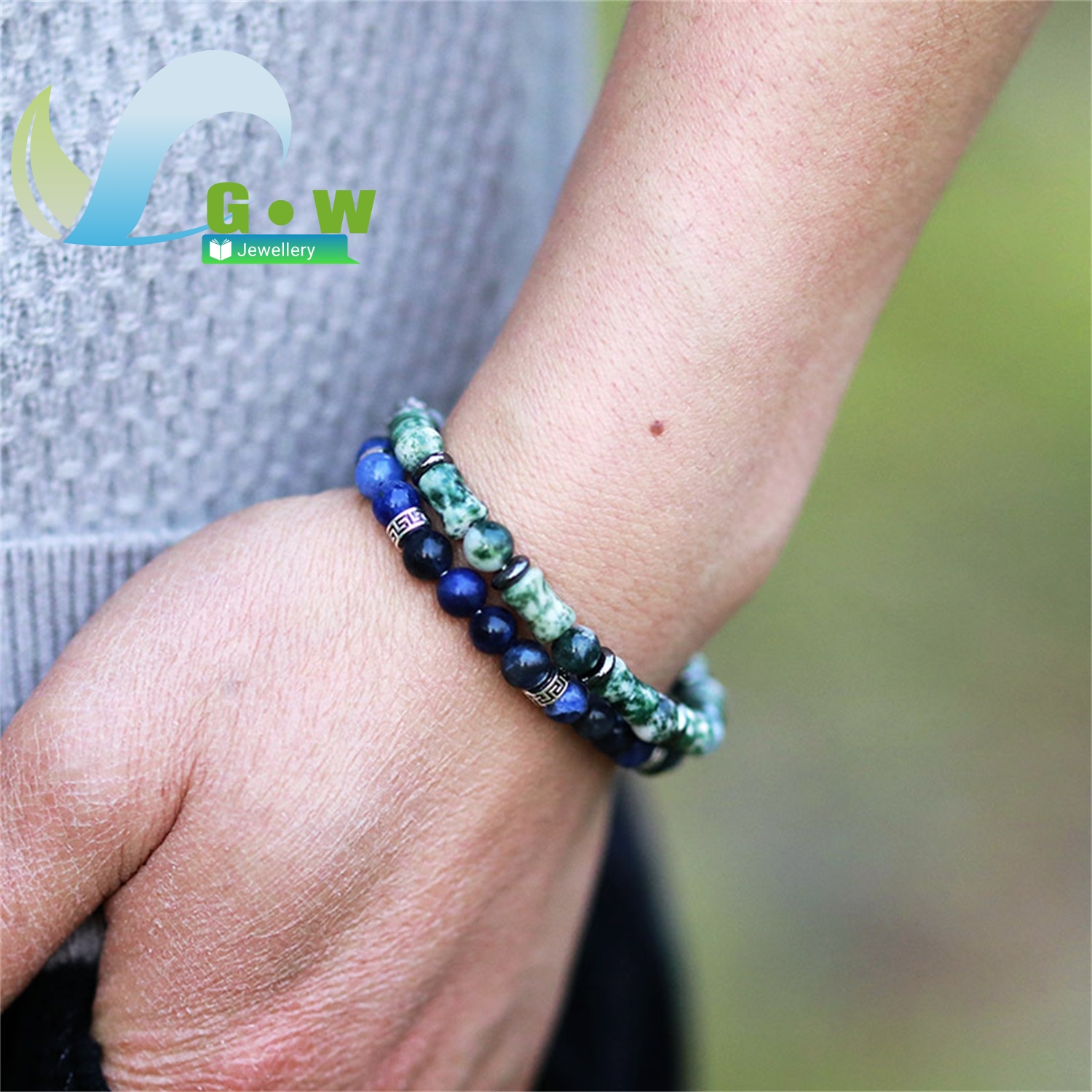 Gemstone Bracelet Healing - Handmade Beaded Bracelet Natural Amethyst Tourmaline