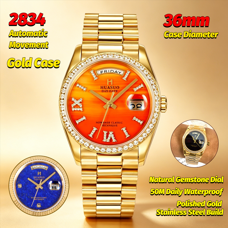 Stones Watches & Jewelry In Sweden Ab - Huasuo 36Mm Classic Mens Automatic Mechanical