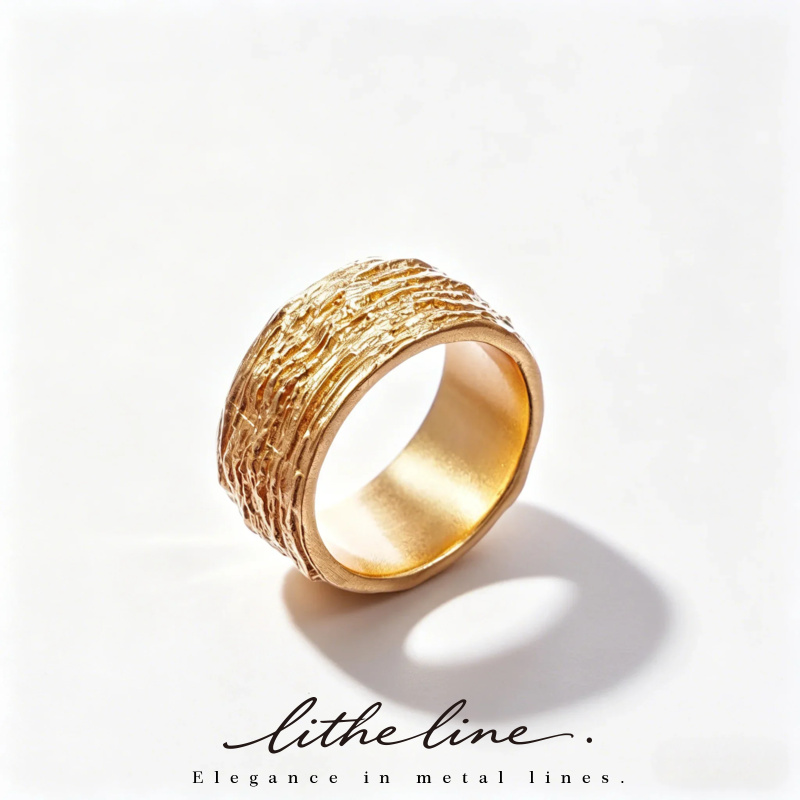 Gold Plated Ring - Litheline 24K Gold Plated Brass Wood