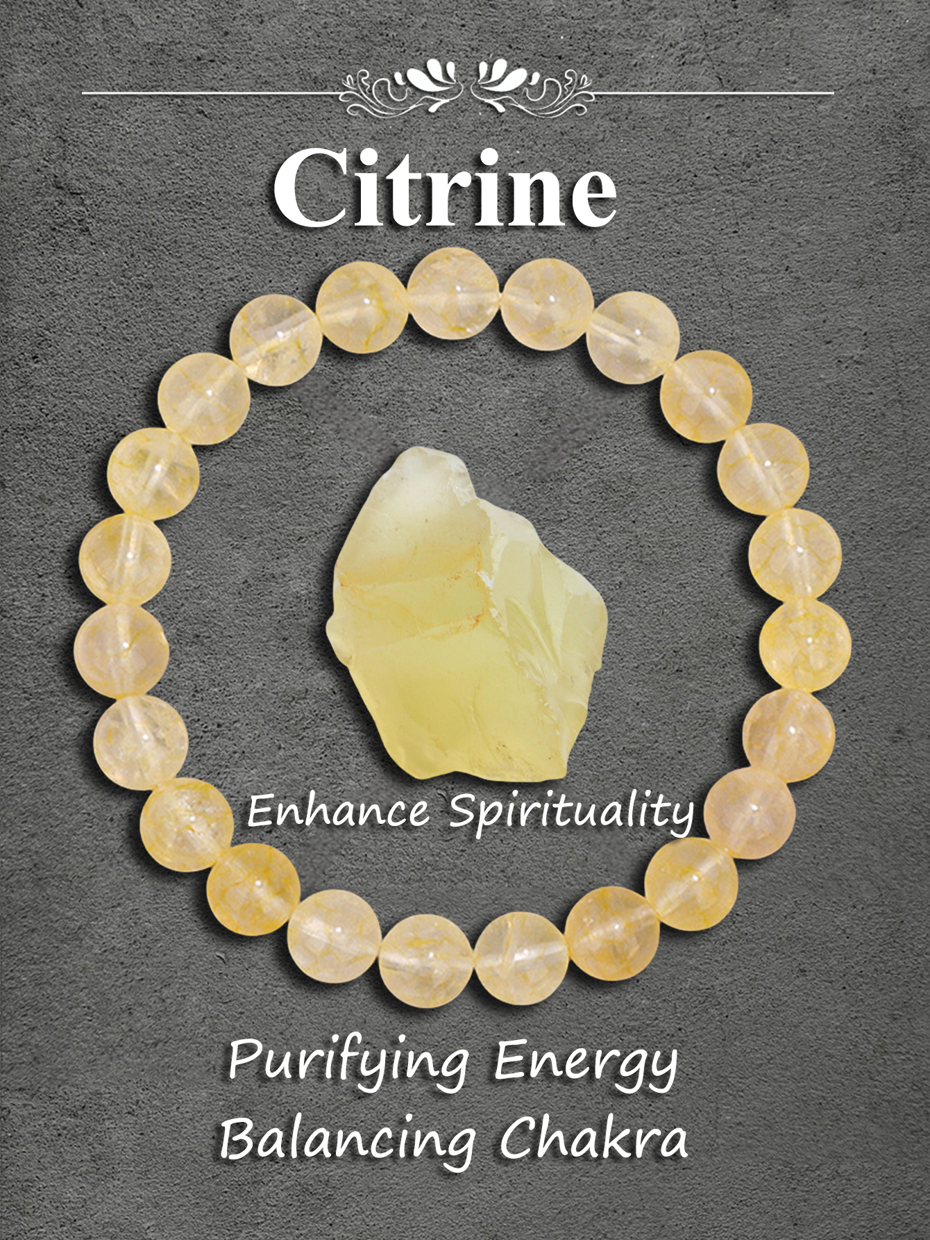 Gemstone Bracelet Healing - Natural Yellow Citrine Stone Bead Bracelet