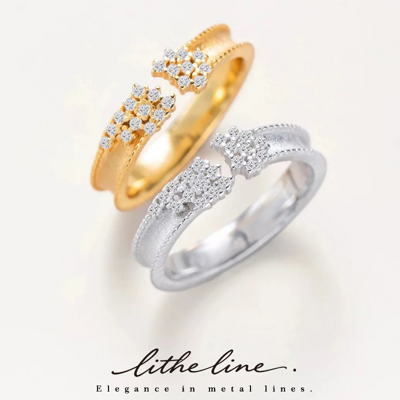 Gold Plated Ring - Litheline 24K Gold Plated Brass Milgrain-Edged