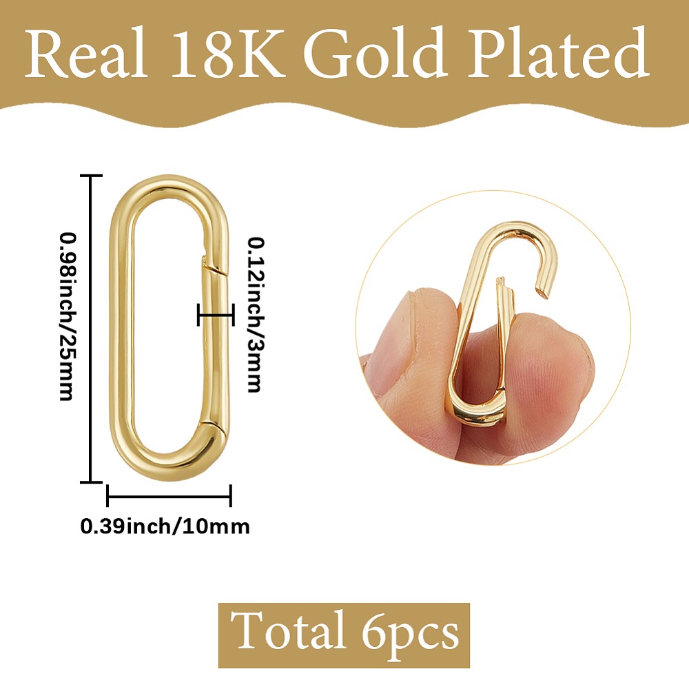 6Pcs Brass Spring Gate Rings L - Gold Plated Ring avis et prix