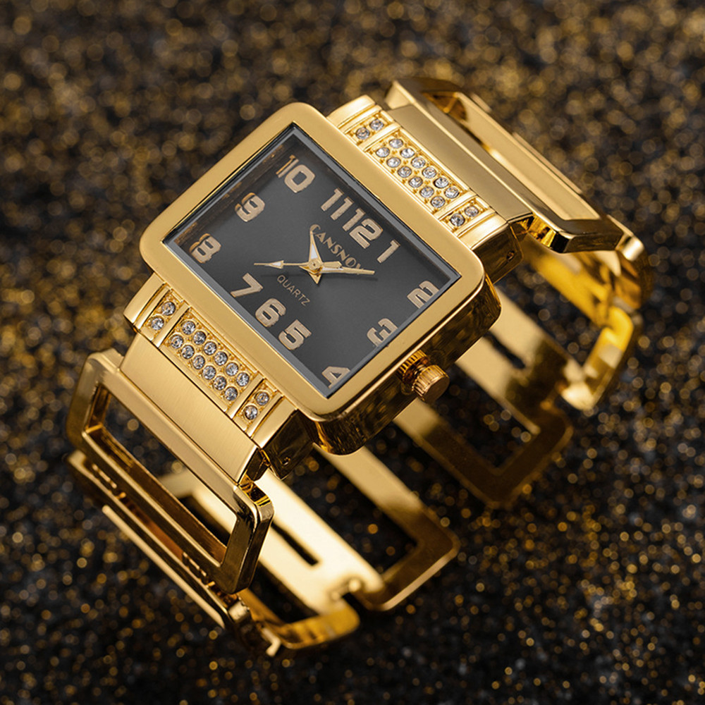Cansnow Rectangle Ladies Wrist - Jewelry Watches Gold avis et prix