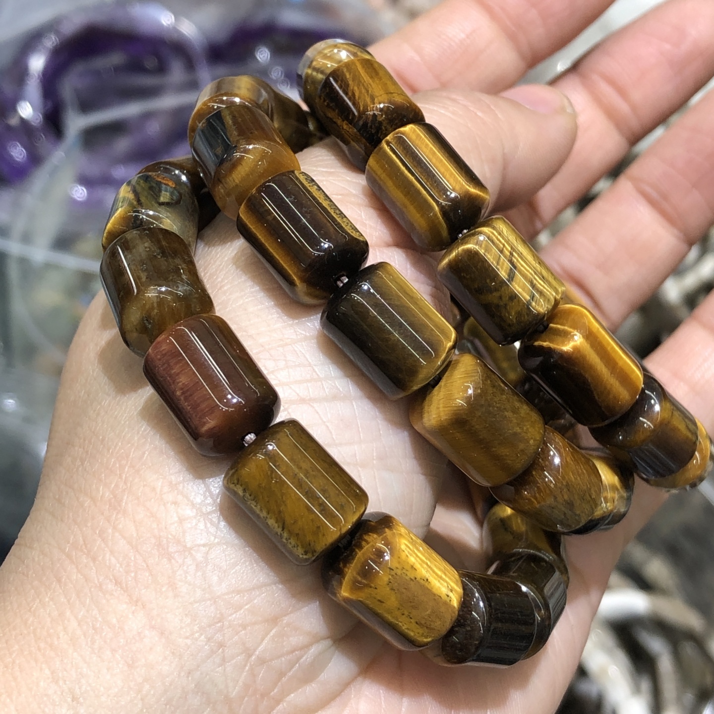 1 Pc Natural Colorful Tiger Ey - Gemstone Bracelet Healing avis et prix