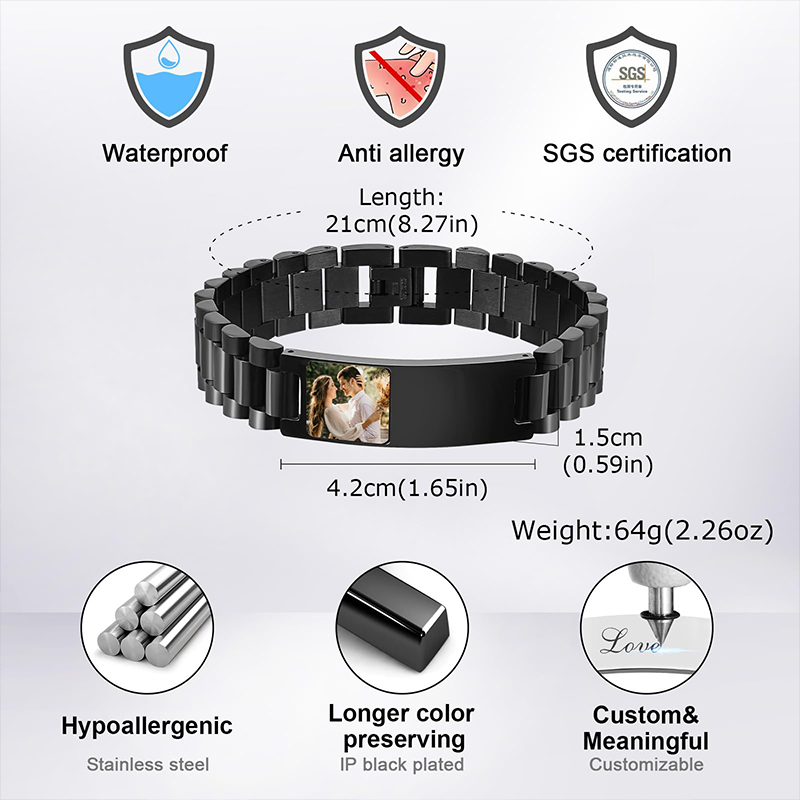 Custom Picture Text Bracelet W - Jewelry Clasp Watches avis et prix