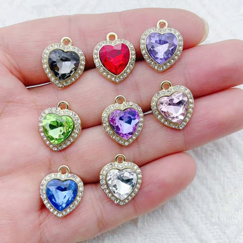 10pcs heart-shaped inlaid colo - Necklace Pendant avis et prix