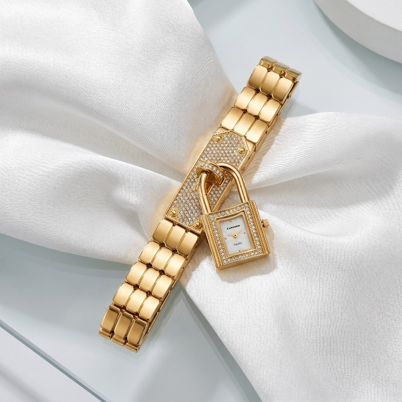 Gold Lock-Shaped Women's Watch - Jewelry Clasp Watches avis et prix