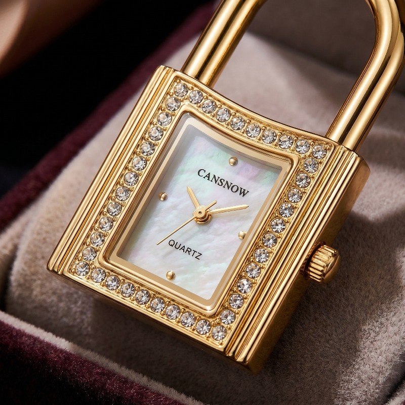 Gold Lock-Shaped Women's Watch - Jewelry Clasp Watches avis et prix