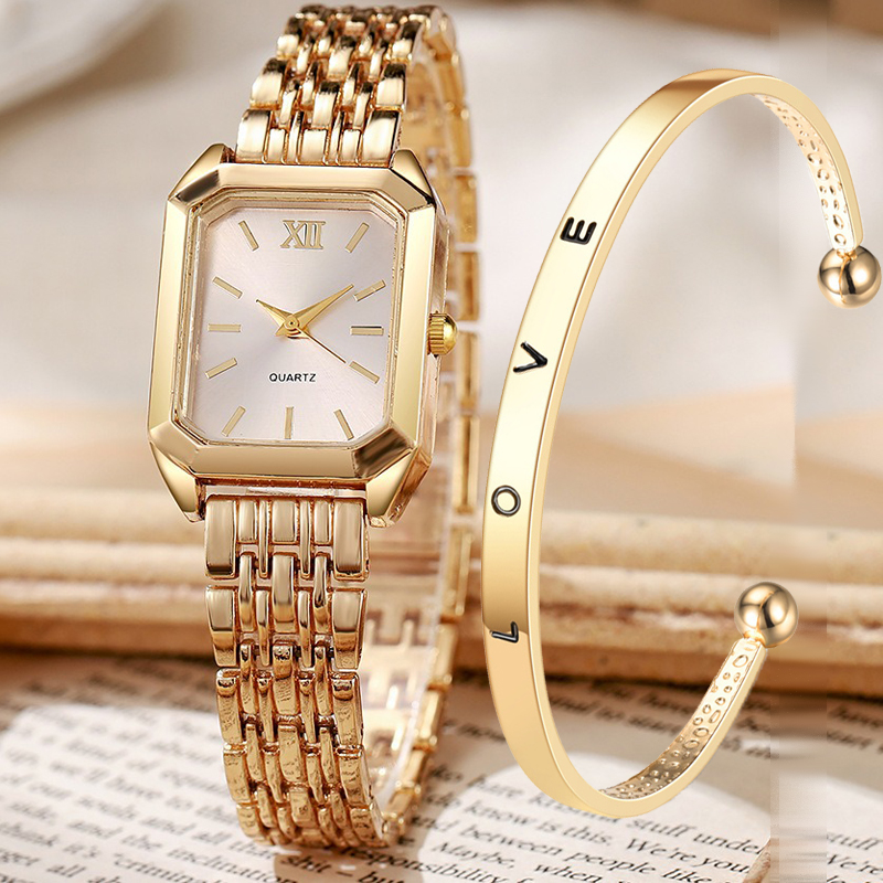 2PCS/set Luxury Women's Quartz - Jewelry Watches Gold avis et prix