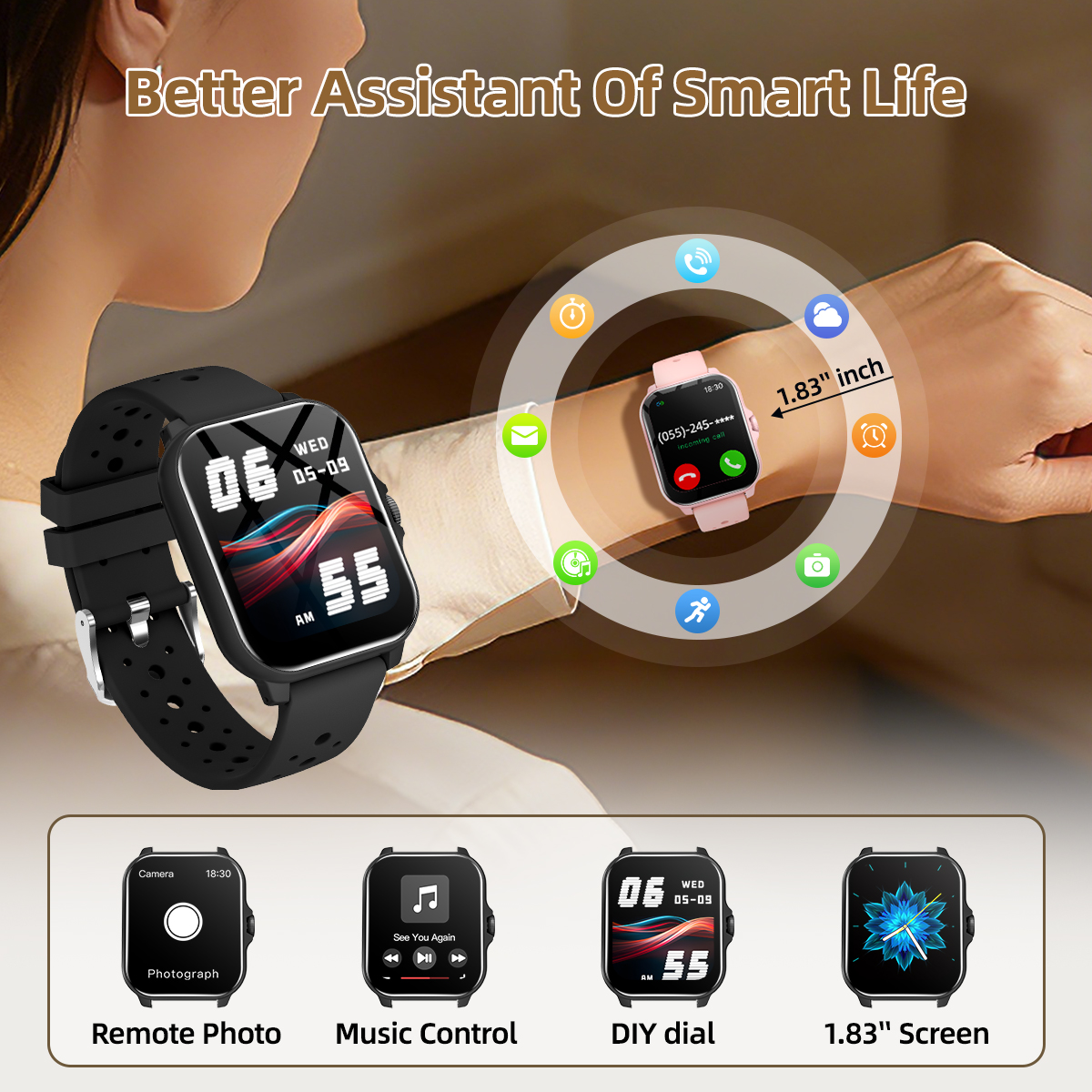 2026 1.83-inch Smartwatch Blue - Italian Jewelry Watches avis et prix