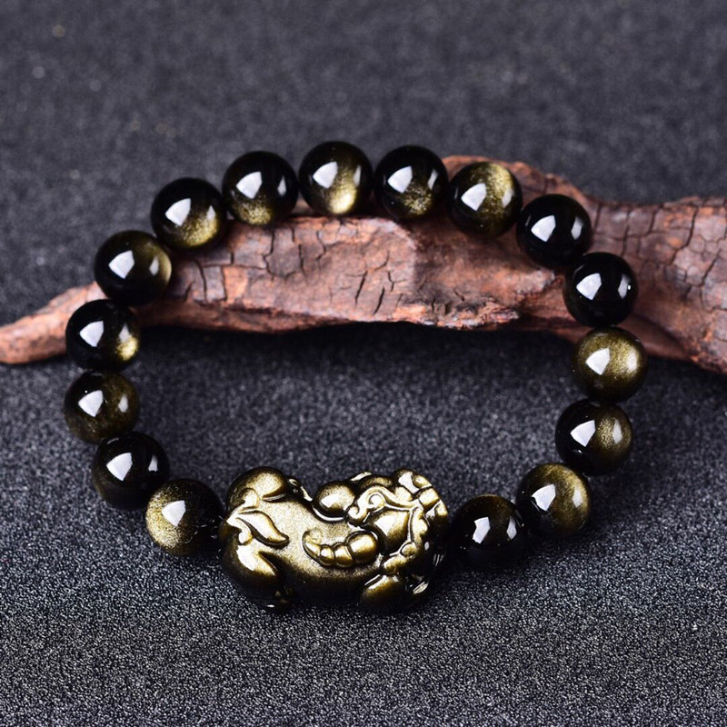 Natural Gold Obsidian Bracelet - Gemstone Bracelet Healing avis et prix