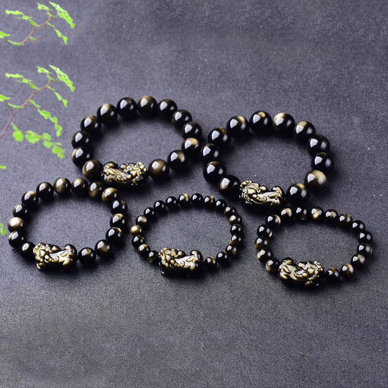 Natural Gold Obsidian Bracelet - Gemstone Bracelet Healing avis et prix