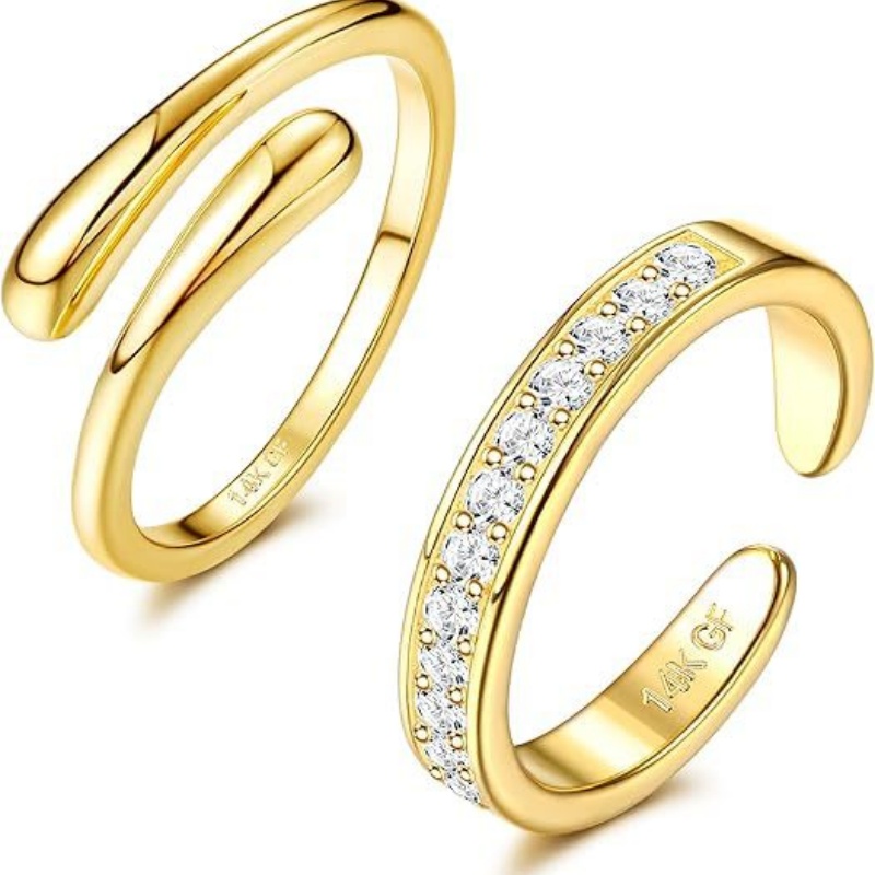 14K Gold-Plated Adjustable Zir - Gold Plated Ring avis et prix