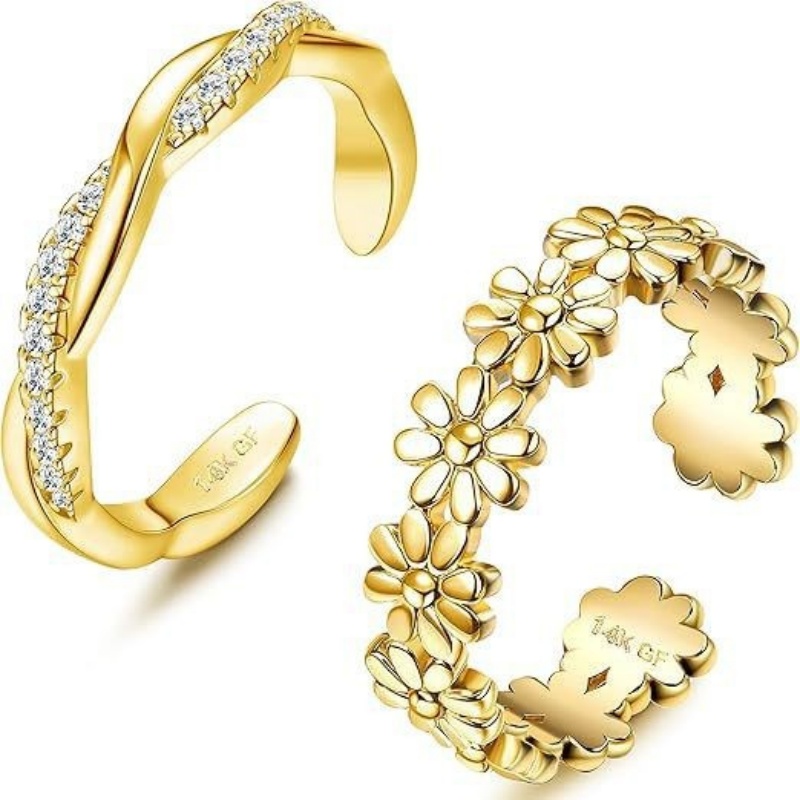 14K Gold-Plated Adjustable Zir - Gold Plated Ring avis et prix