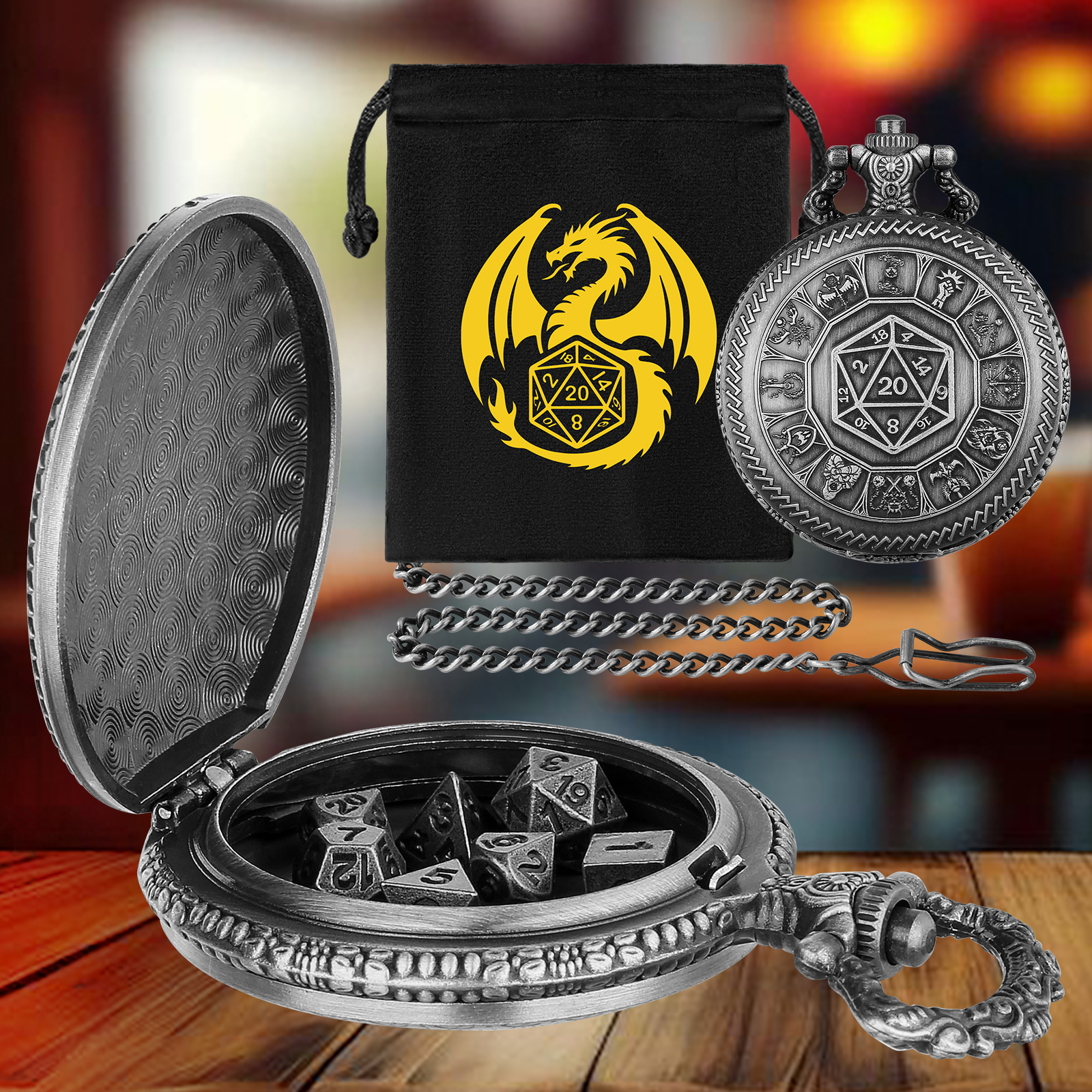5pcs Metal D20 Polyhedral Dice - Vintage Pocket Watch avis et prix