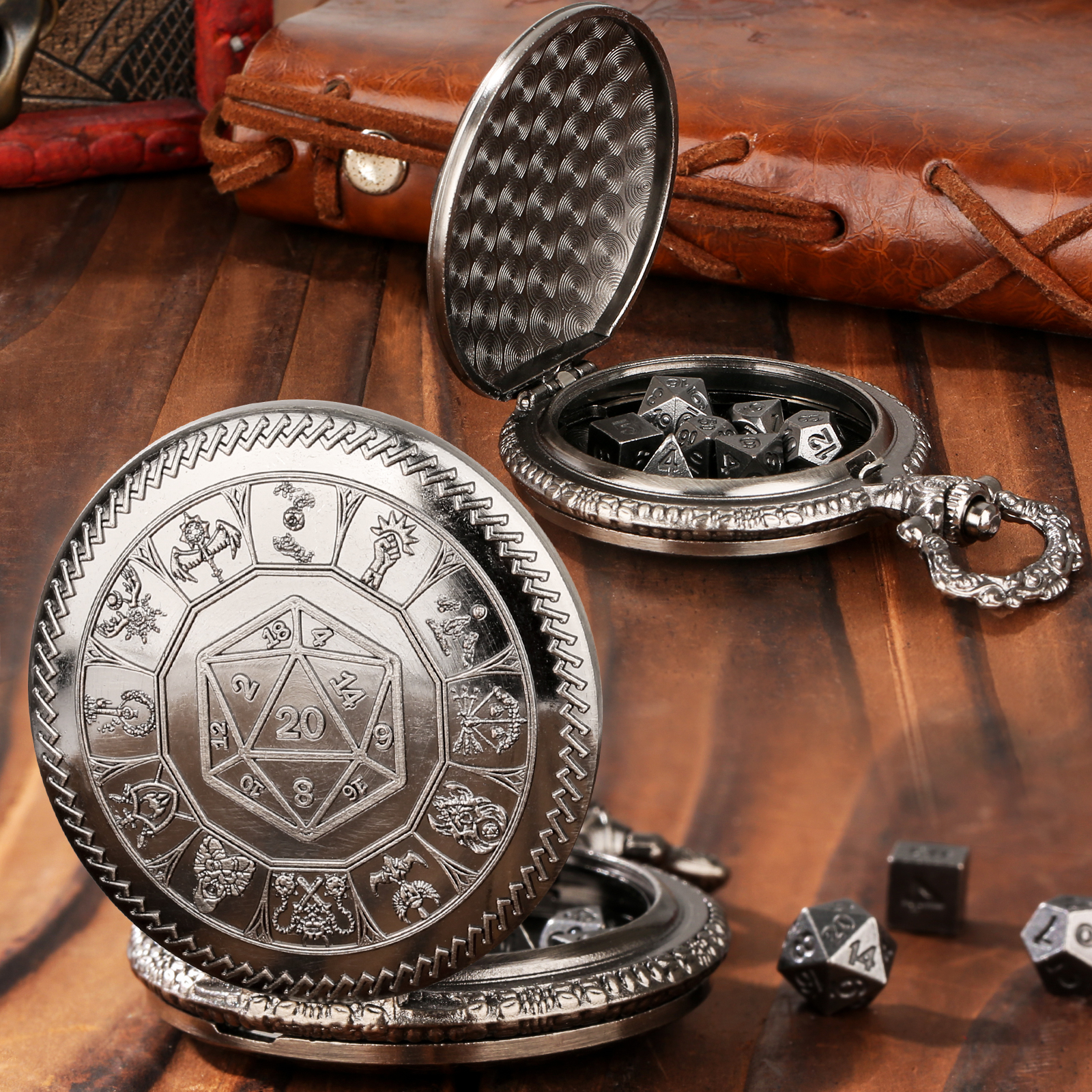5pcs Metal D20 Polyhedral Dice - Vintage Pocket Watch avis et prix