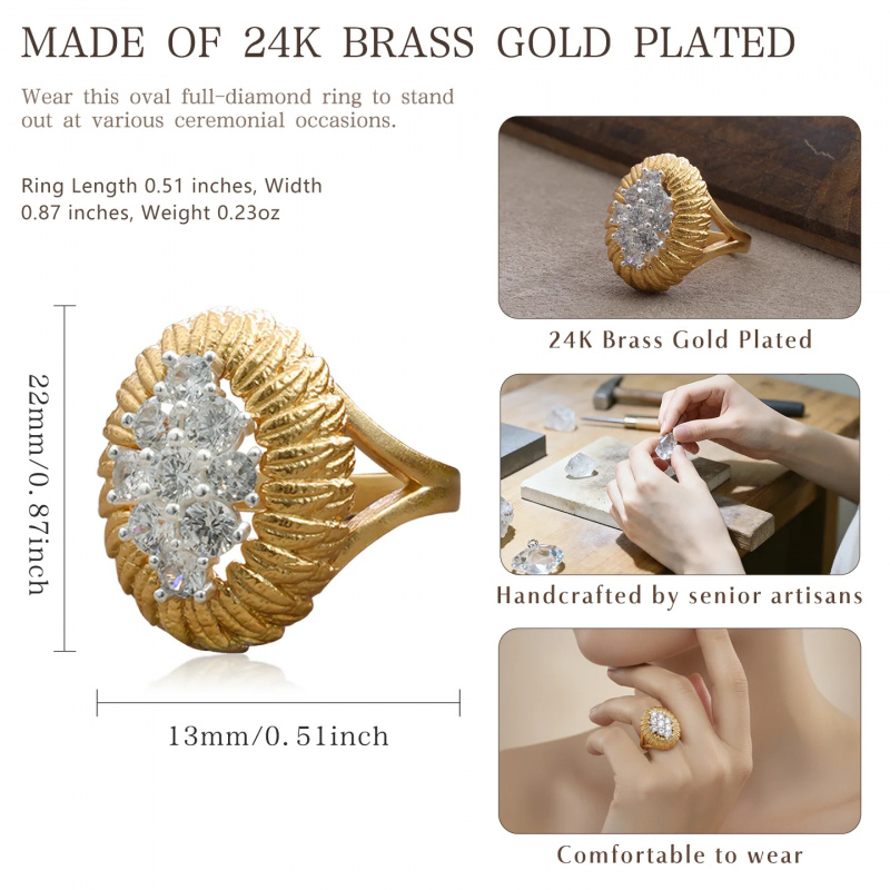 Litheline 24K Gold Plated Bras - Gold Plated Ring avis et prix