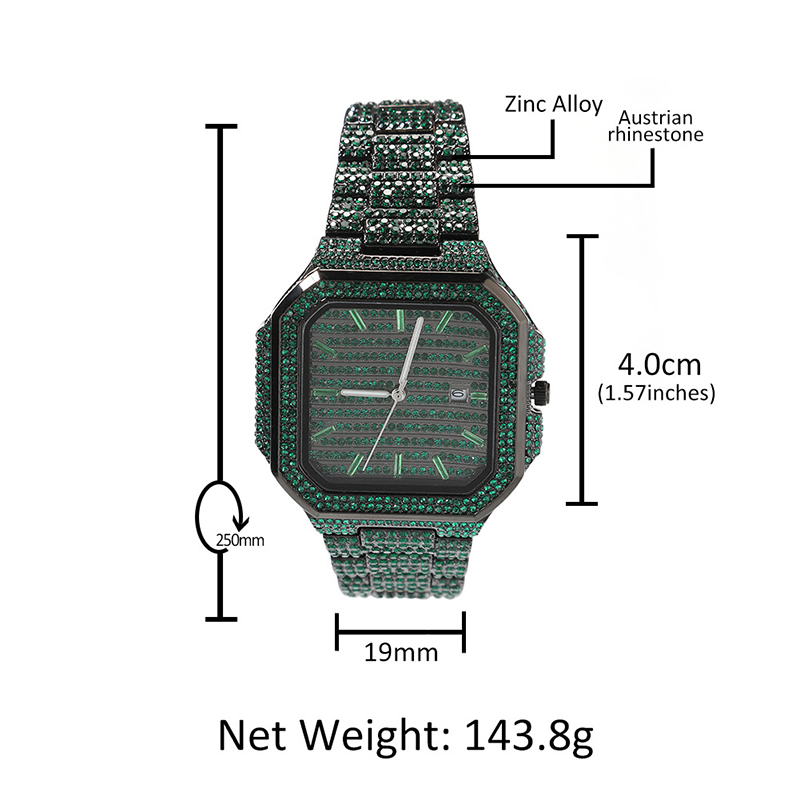 Hip Hop Mens Date Quartz Watch - Stones Watches & Jewelry In Sweden Ab avis et prix