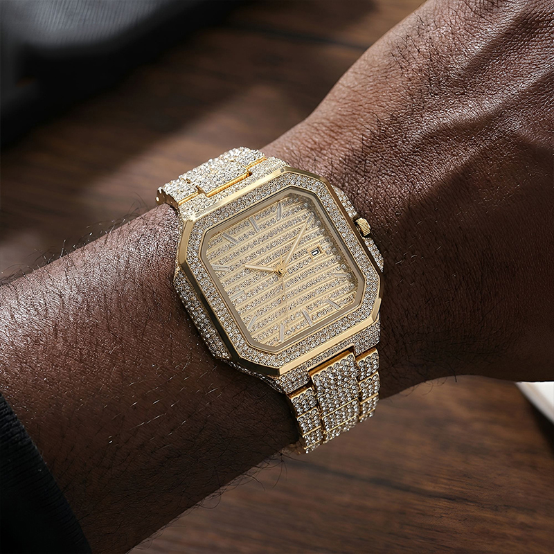 Hip Hop Mens Date Quartz Watch - Stones Watches & Jewelry In Sweden Ab avis et prix