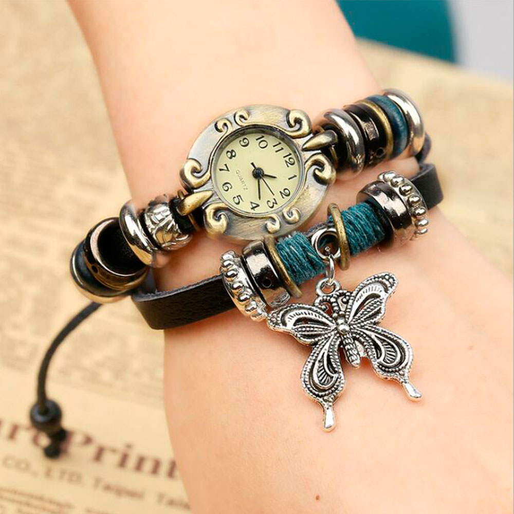 Handmade Butterfly Beads Brace - Vintage Pocket Watch avis et prix