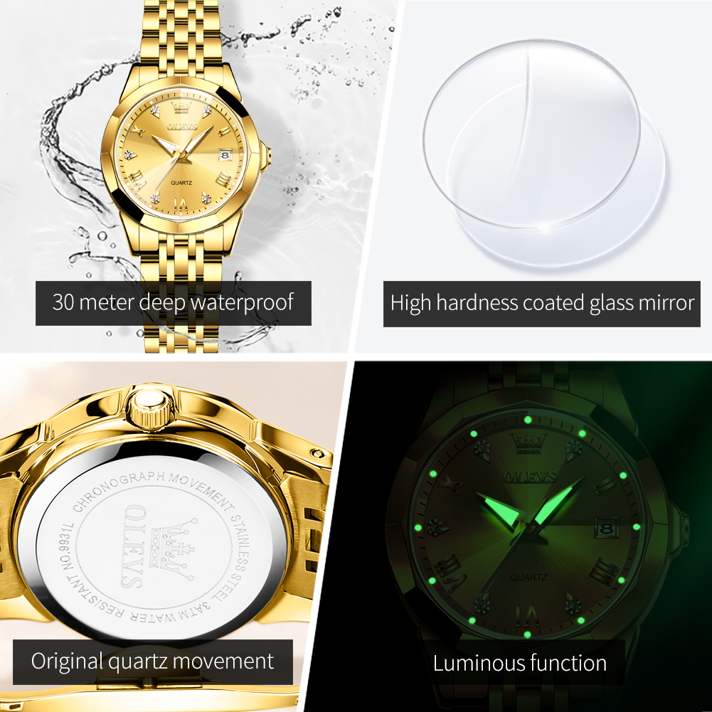 OLEVS Fashion Golden Watch for - Jewelry Watches Gold avis et prix