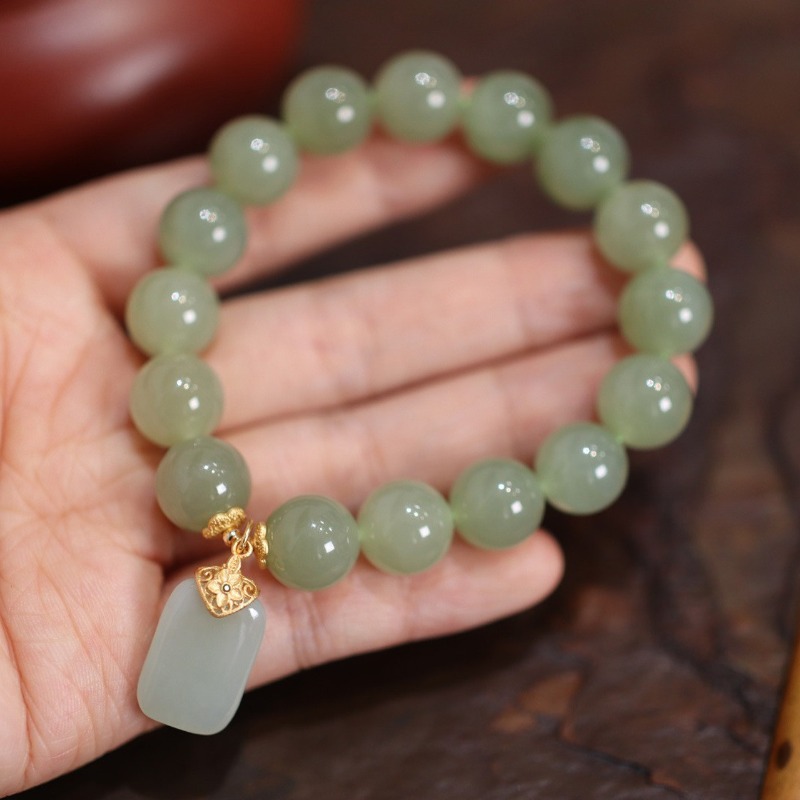Natural Hotan Jade Bead flower - Gemstone Bracelet Healing avis et prix