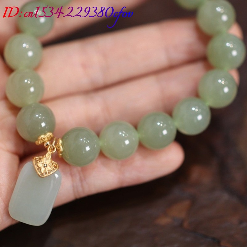 Natural Hotan Jade Bead flower - Gemstone Bracelet Healing avis et prix