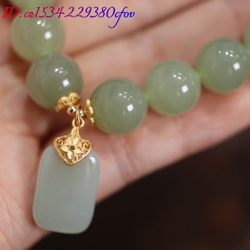 Natural Hotan Jade Bead flower - Gemstone Bracelet Healing avis et prix