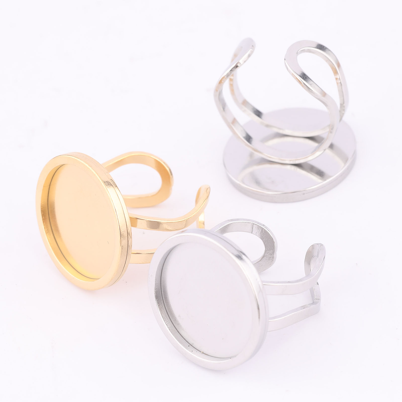 5pcs 18mm Round Cabochon Ring  - Gold Plated Ring avis et prix
