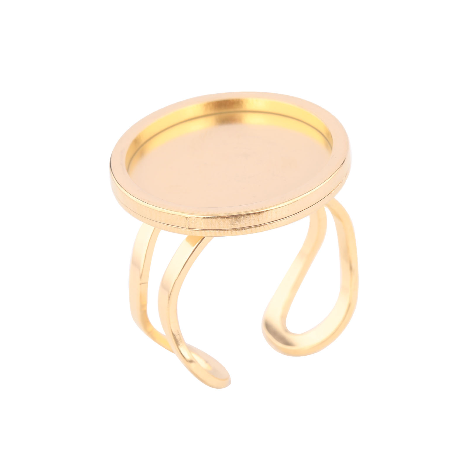 5pcs 18mm Round Cabochon Ring  - Gold Plated Ring avis et prix