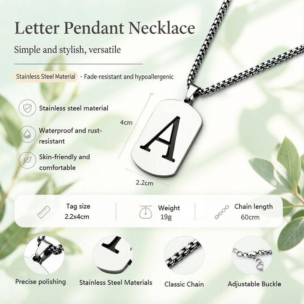 Personalized Stainless Steel I - Necklace Pendant avis et prix