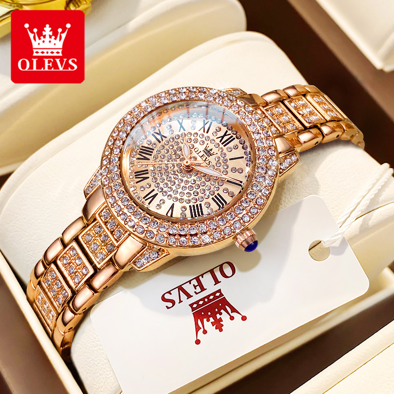 OLEVS 9943 Luxury All Diamond  - Jewelry Watches Gold avis et prix