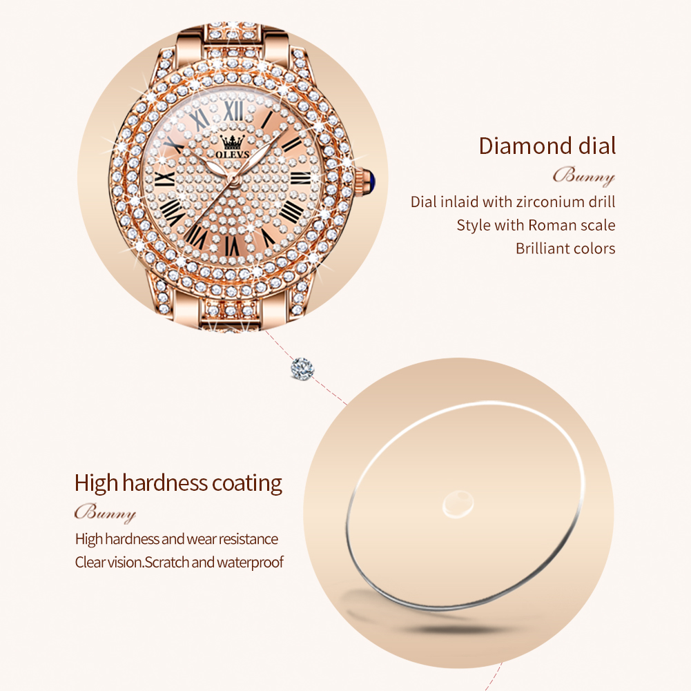 OLEVS 9943 Luxury All Diamond  - Jewelry Watches Gold avis et prix