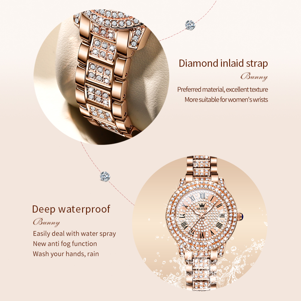 OLEVS 9943 Luxury All Diamond  - Jewelry Watches Gold avis et prix